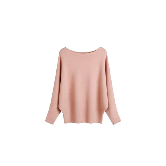 Gaberly Light Pink boat neck batwing Dolman pullover sweater One size 4-14 - Picture 5 of 5